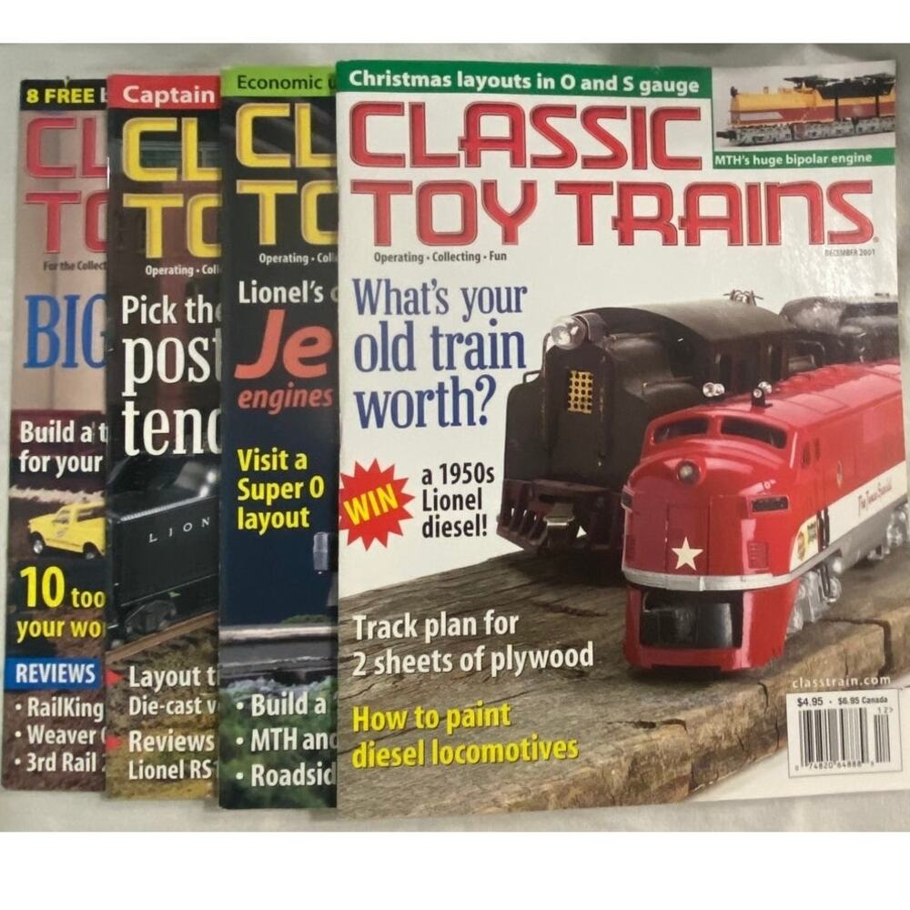 Vtg Lot 4 Classic Toy Trains Jul Sept Nov Dec 2001 Magazine Track Layout Rail